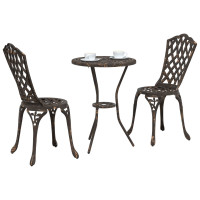 Produktbild för Trädgårds Bistro Set 3 pcs Brons Aluminium