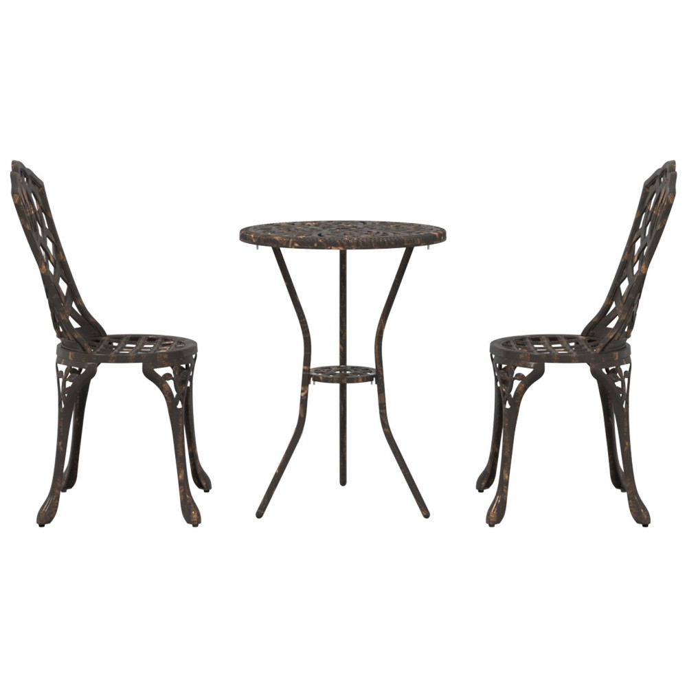 Produktbild för Trädgårds Bistro Set 3 pcs Brons Aluminium