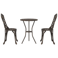 Produktbild för Trädgårds Bistro Set 3 pcs Brons Aluminium