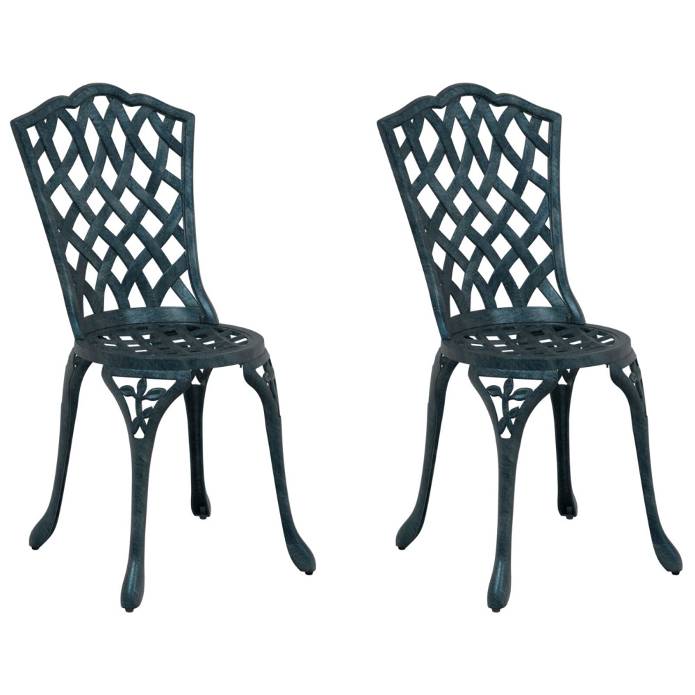 Produktbild för Trädgård Stol 2 pcs Grön 39 x 40 x 87cm Aluminium