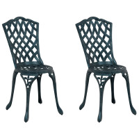 Produktbild för Trädgård Stol 2 pcs Grön 39 x 40 x 87cm Aluminium