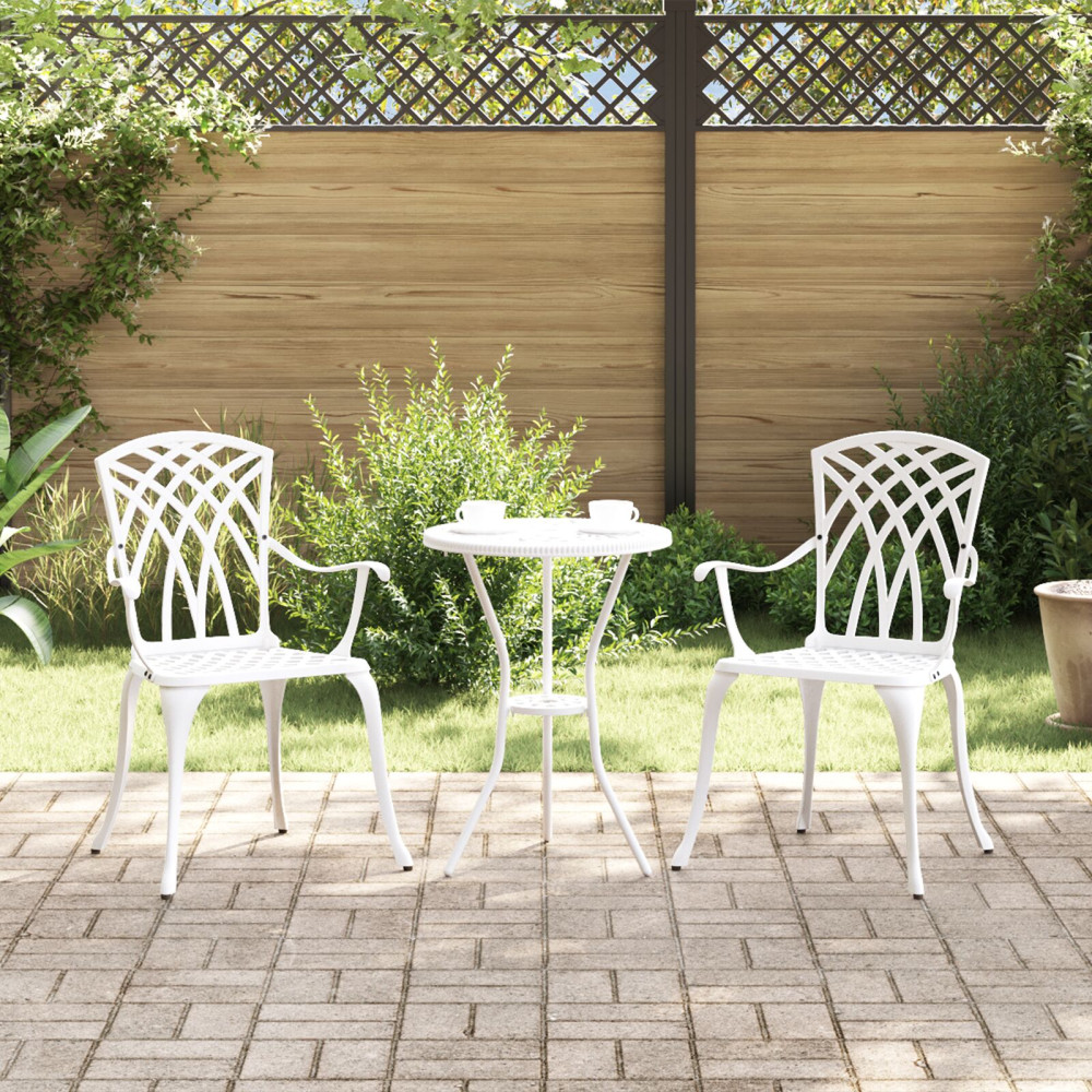Produktbild för Trädgård Stol 2 pcs Vit 53 x 51 x 88,5cm Aluminium