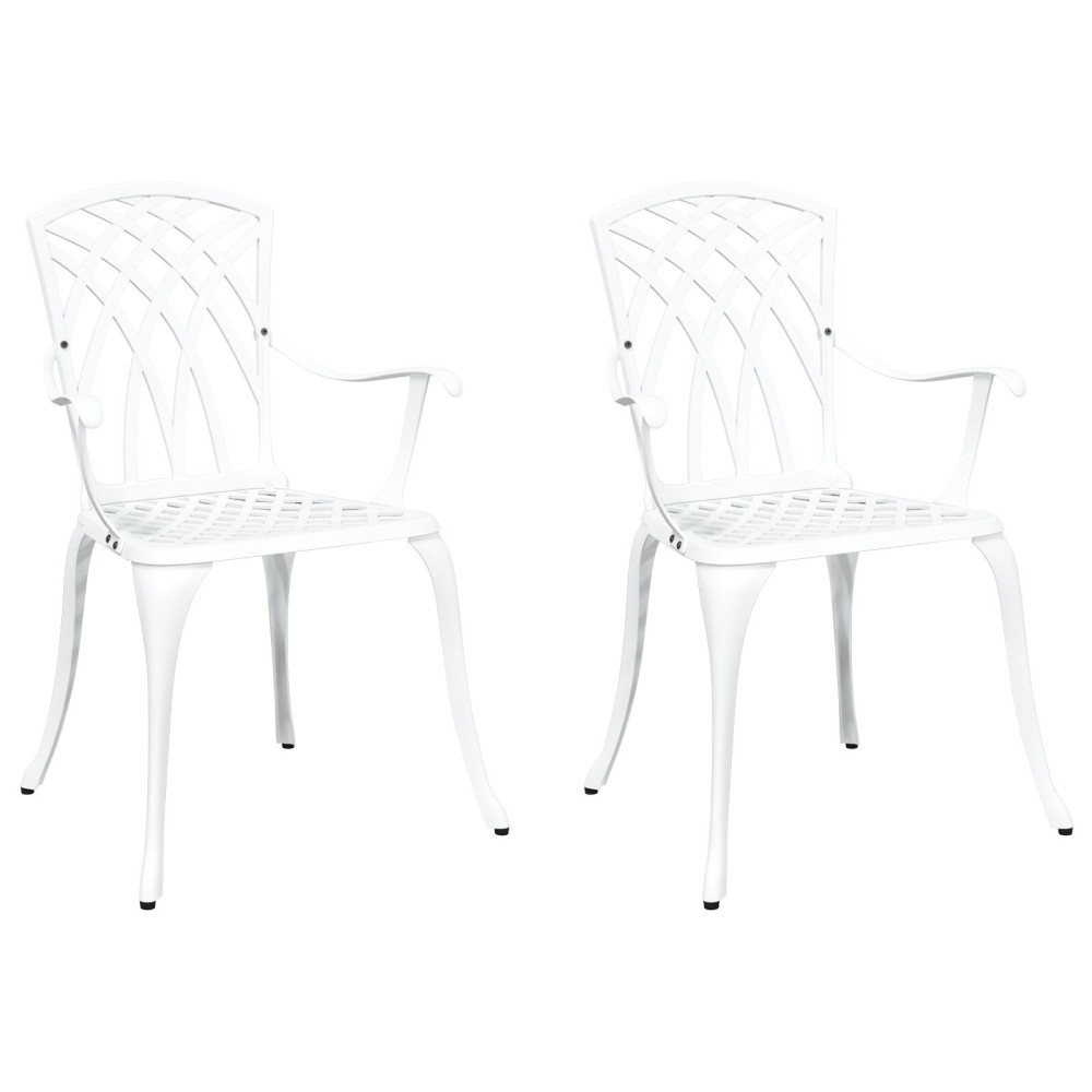 Produktbild för Trädgård Stol 2 pcs Vit 53 x 51 x 88,5cm Aluminium