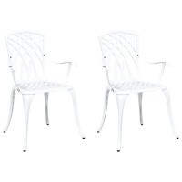Produktbild för Trädgård Stol 2 pcs Vit 53 x 51 x 88,5cm Aluminium