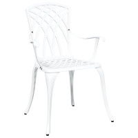 Produktbild för Trädgård Stol 2 pcs Vit 53 x 51 x 88,5cm Aluminium