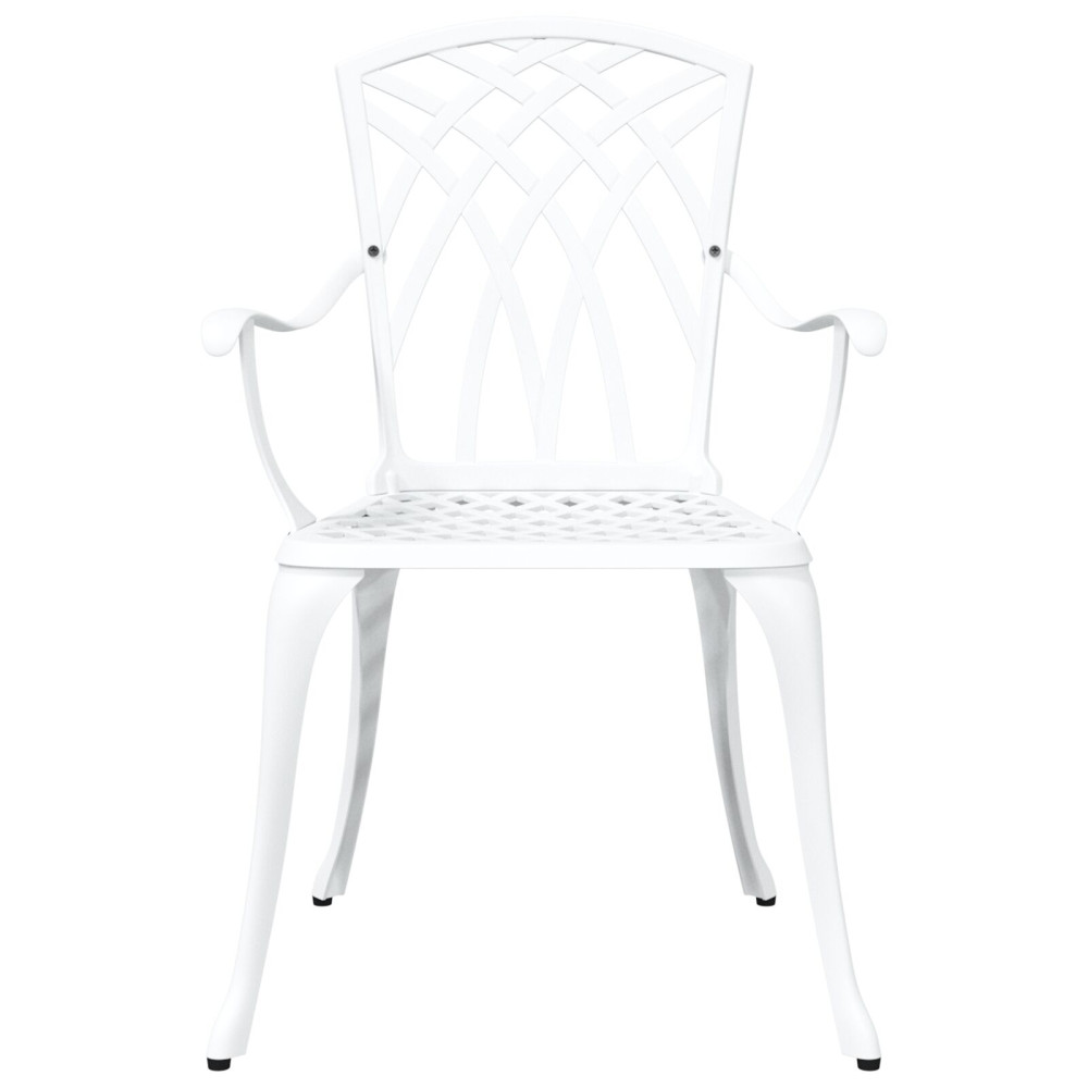 Produktbild för Trädgård Stol 2 pcs Vit 53 x 51 x 88,5cm Aluminium