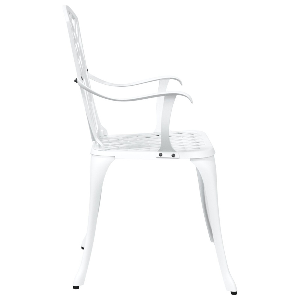 Produktbild för Trädgård Stol 2 pcs Vit 53 x 51 x 88,5cm Aluminium