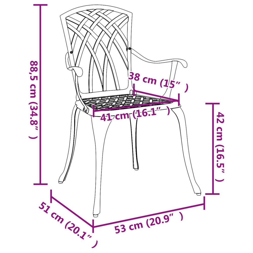 Produktbild för Trädgård Stol 2 pcs Vit 53 x 51 x 88,5cm Aluminium