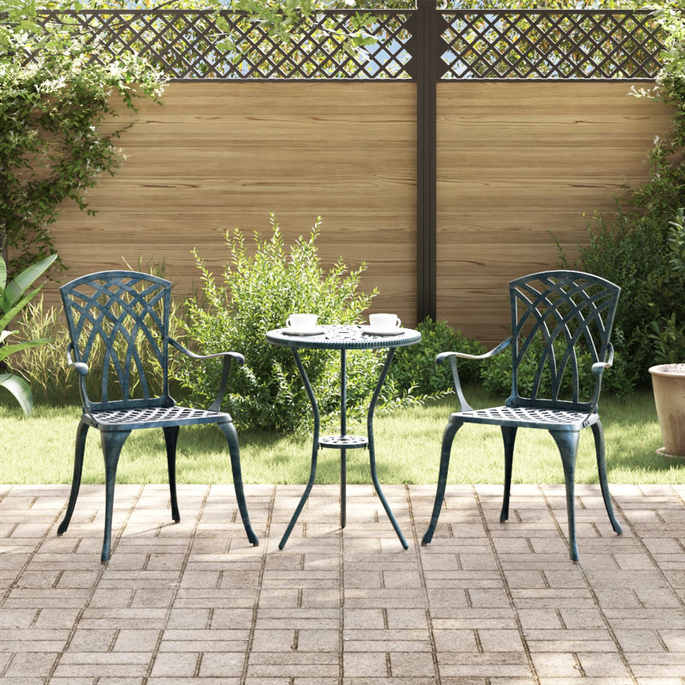Produktbild för Trädgård Stol 2 pcs Grön 53 x 51 x 88,5cm Aluminium