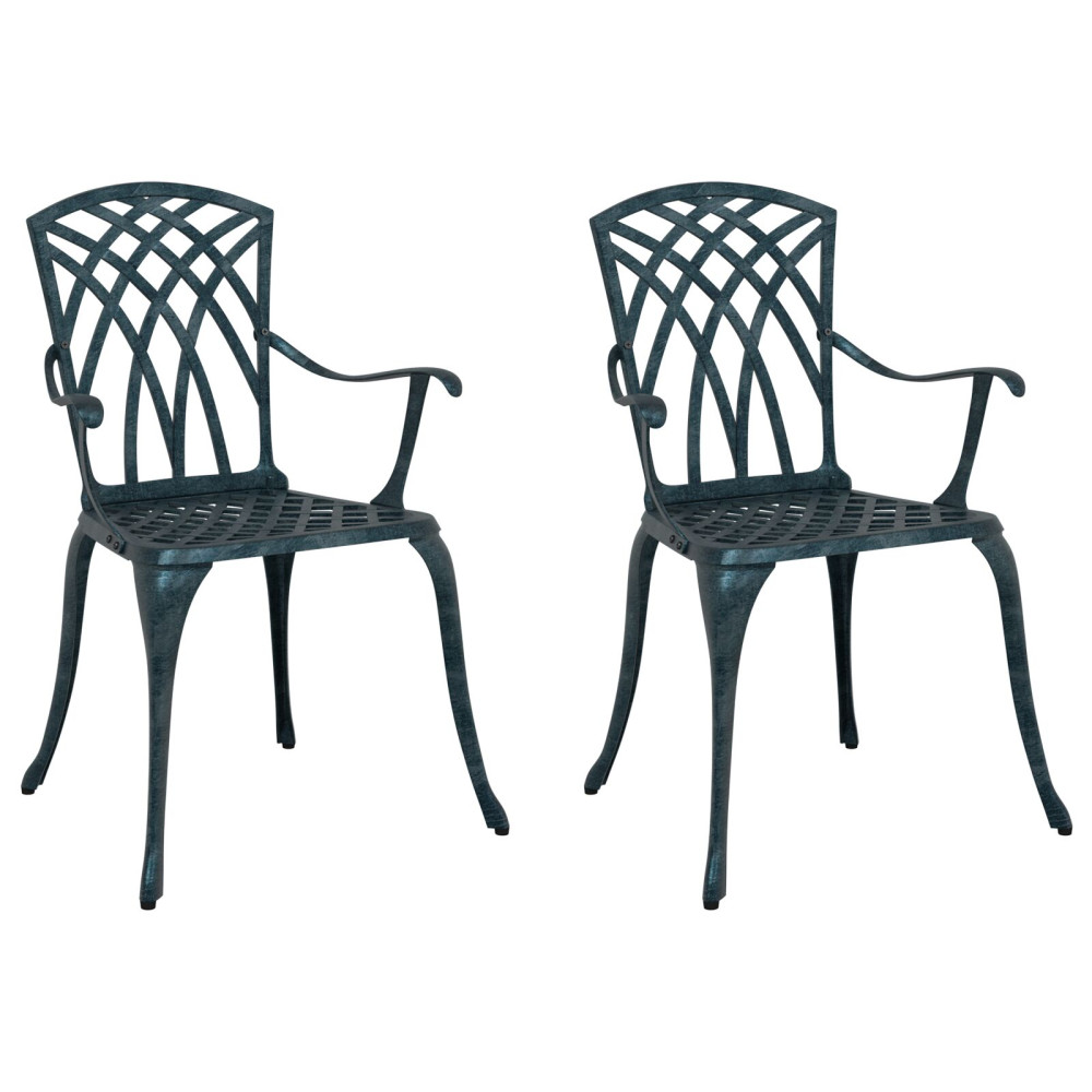 Produktbild för Trädgård Stol 2 pcs Grön 53 x 51 x 88,5cm Aluminium