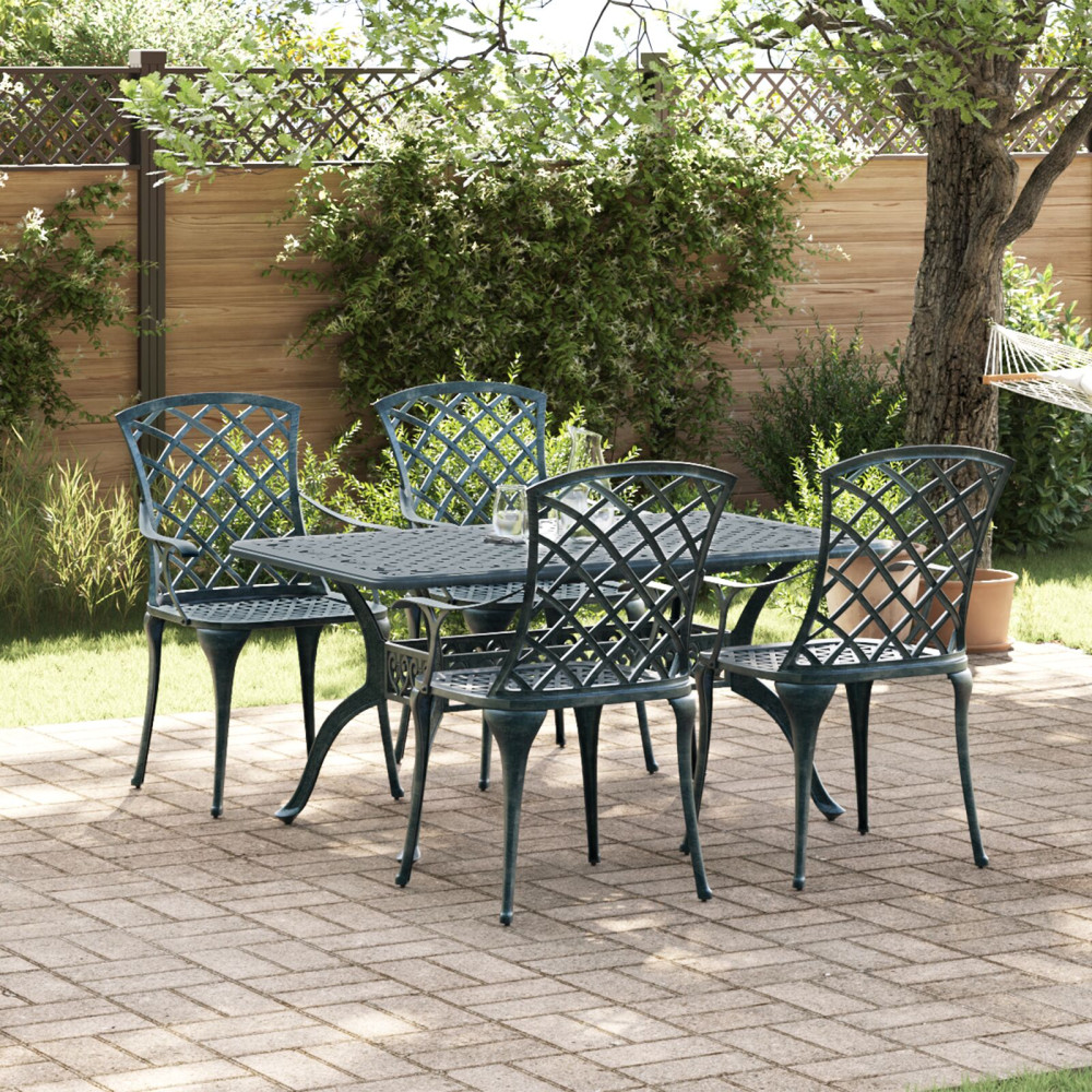 Produktbild för Trädgård Stol 4 pcs Grön 61 x 60,5 x 93cm Aluminium