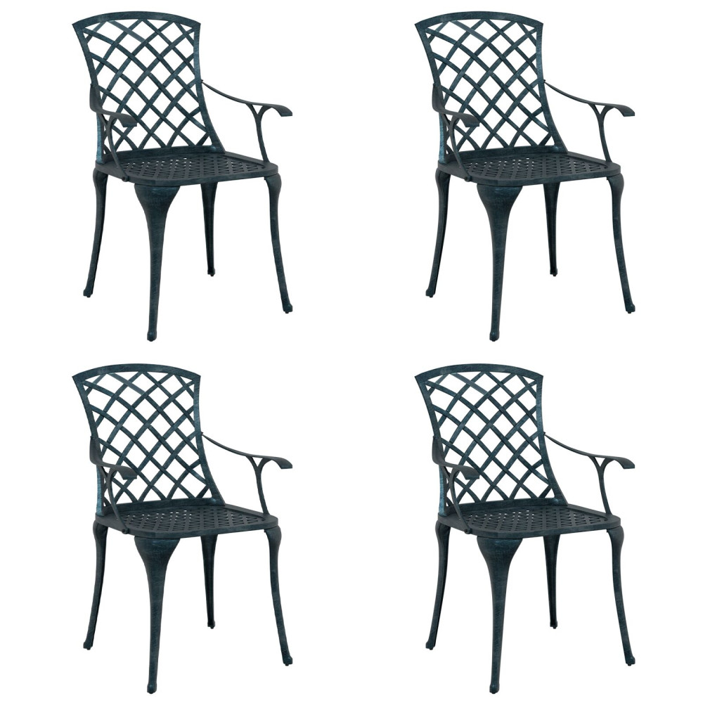 Produktbild för Trädgård Stol 4 pcs Grön 61 x 60,5 x 93cm Aluminium
