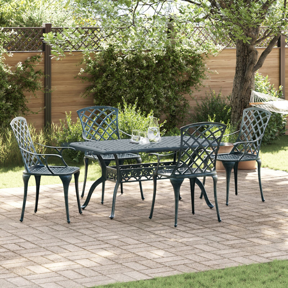 Produktbild för Trädgård Stol 4 pcs Grön 61 x 60,5 x 93cm Aluminium