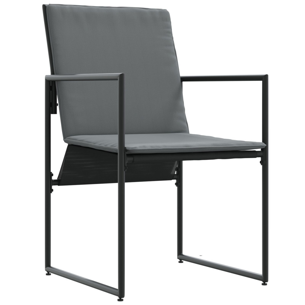 Produktbild för Stol med kudde 4 pcs Svart och Anthracit Textilene