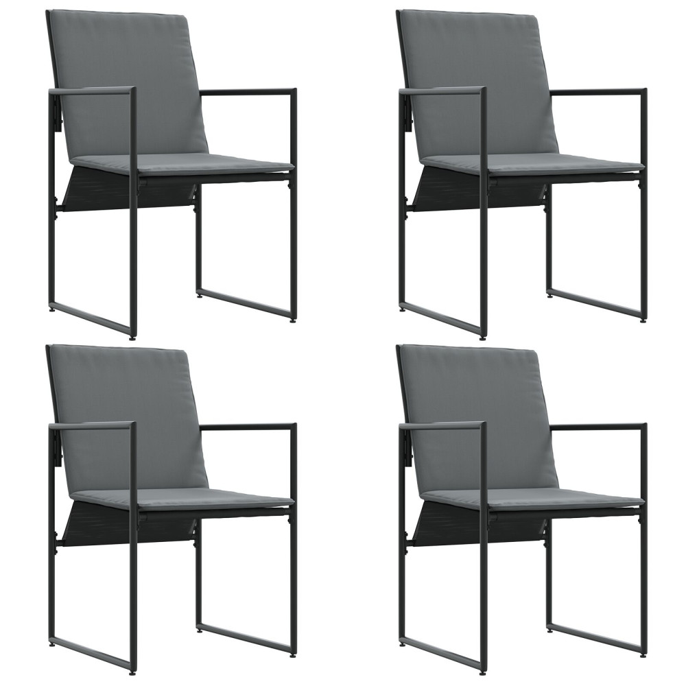 Produktbild för Stol med kudde 4 pcs Svart och Anthracit Textilene