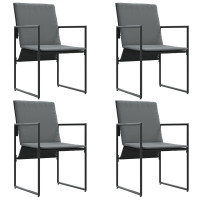 Produktbild för Stol med kudde 4 pcs Svart och Anthracit Textilene