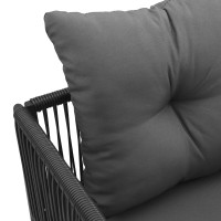 Produktbild för Stol med kudde 4 pcs Svart och Anthracit PE Rattan