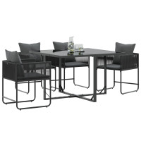Produktbild för Stol med kudde 4 pcs Svart och Anthracit PE Rattan