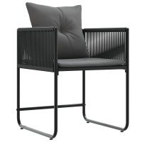 Produktbild för Stol med kudde 4 pcs Svart och Anthracit PE Rattan