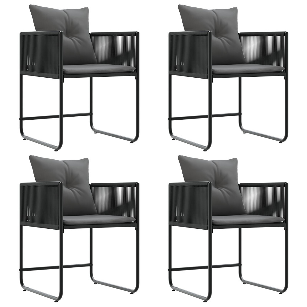 Produktbild för Stol med kudde 4 pcs Svart och Anthracit PE Rattan