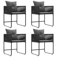 Produktbild för Stol med kudde 4 pcs Svart och Anthracit PE Rattan