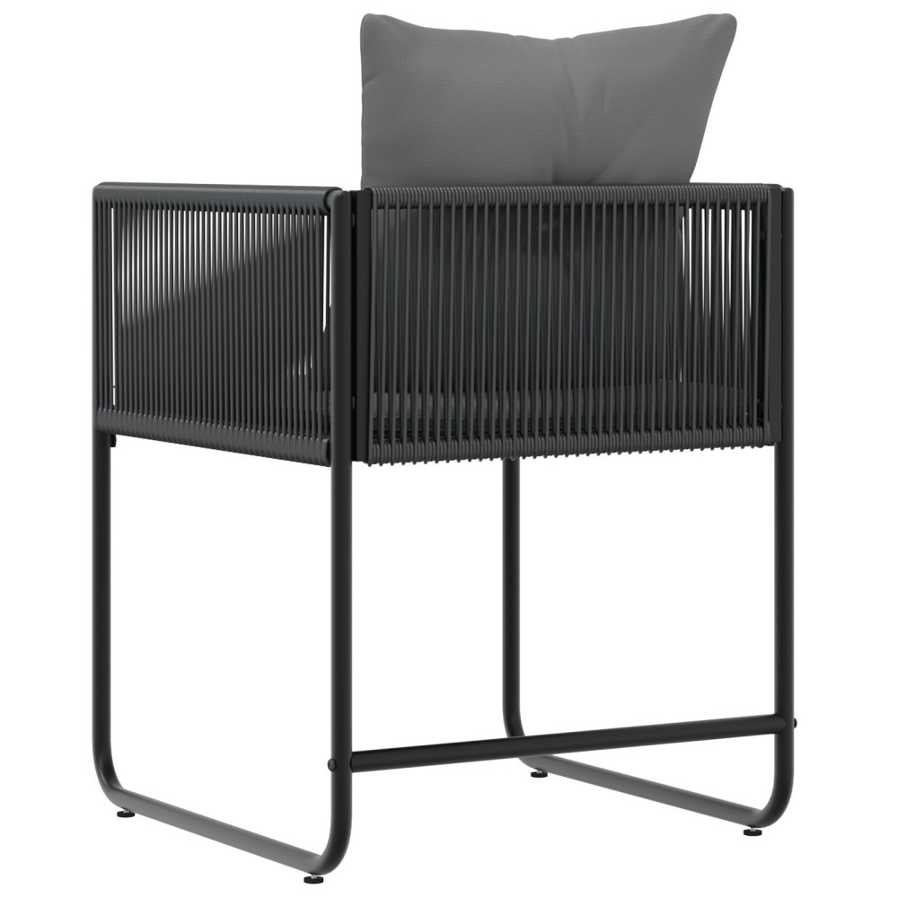 Produktbild för Stol med kudde 4 pcs Svart och Anthracit PE Rattan