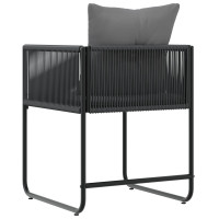Produktbild för Stol med kudde 4 pcs Svart och Anthracit PE Rattan