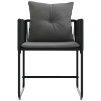 Produktbild för Stol med kudde 4 pcs Svart och Anthracit PE Rattan