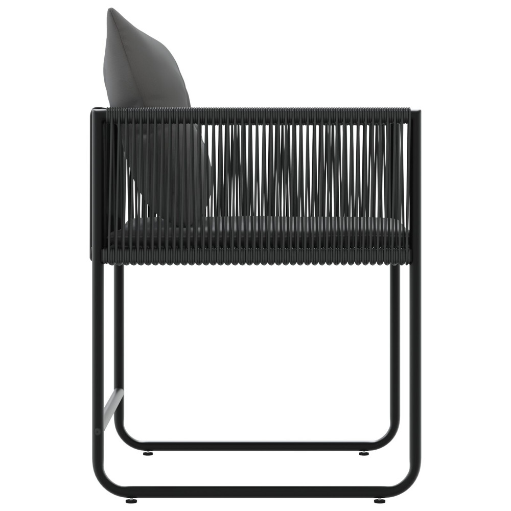 Produktbild för Stol med kudde 4 pcs Svart och Anthracit PE Rattan