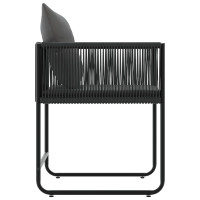 Produktbild för Stol med kudde 4 pcs Svart och Anthracit PE Rattan