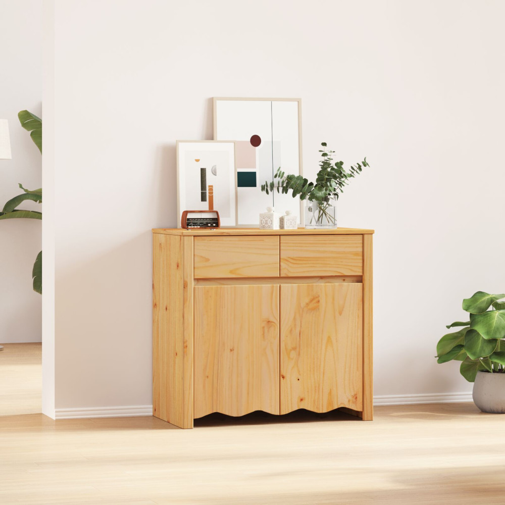 Produktbild för Sideboard med låda Drammen Ek 79 x 43 x 75.5 cm Massivt tallträ