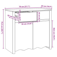Produktbild för Sideboard med låda Drammen Ek 79 x 43 x 75.5 cm Massivt tallträ
