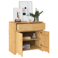 Produktbild för Sideboard med låda Drammen Ek 79 x 43 x 75.5 cm Massivt tallträ