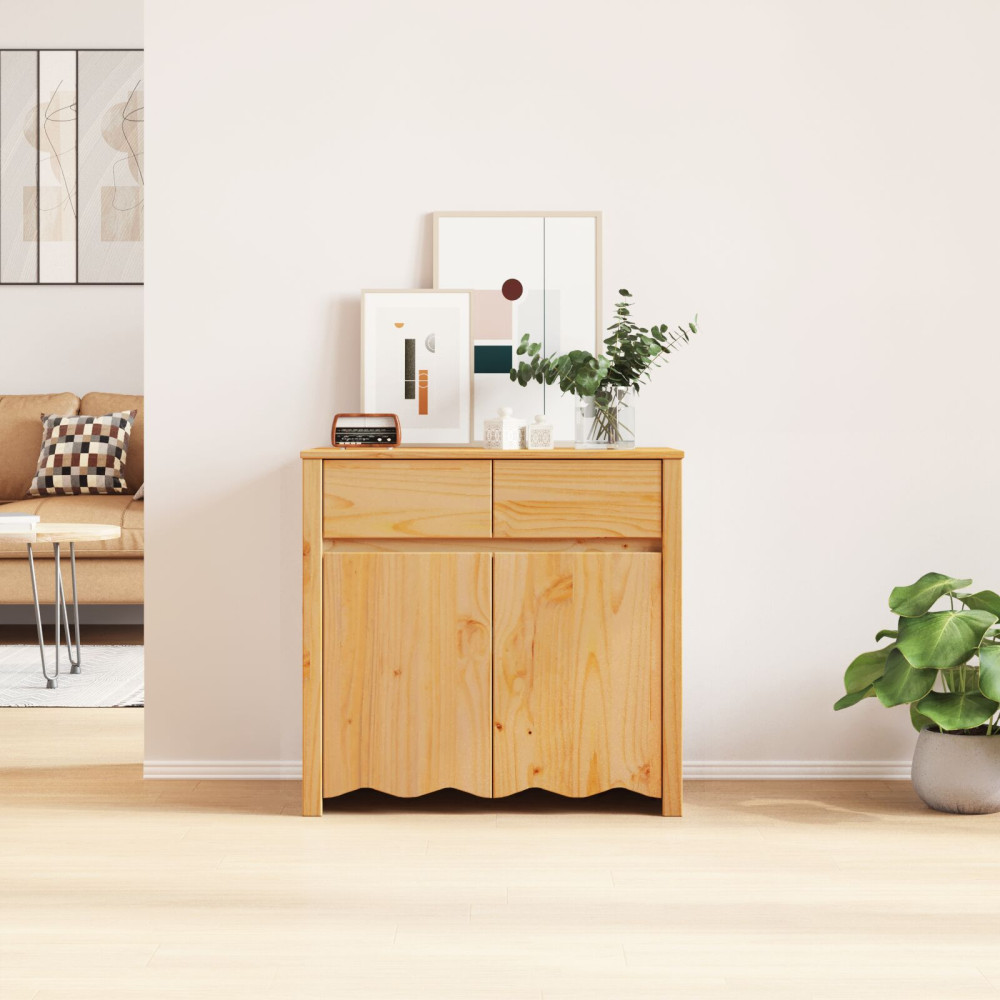 Produktbild för Sideboard med låda Drammen Ek 79 x 43 x 75.5 cm Massivt tallträ