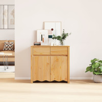 Produktbild för Sideboard med låda Drammen Ek 79 x 43 x 75.5 cm Massivt tallträ