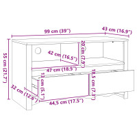 Produktbild för TV-skåp med låda Drammen Ek 99 x 43 x 55 cm Massivt tallträ