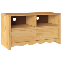 Produktbild för TV-skåp med låda Drammen Ek 99 x 43 x 55 cm Massivt tallträ