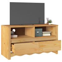 Produktbild för TV-skåp med låda Drammen Ek 99 x 43 x 55 cm Massivt tallträ