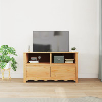 Produktbild för TV-skåp med låda Drammen Ek 99 x 43 x 55 cm Massivt tallträ