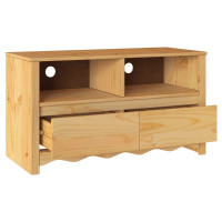 Produktbild för TV-skåp med låda Drammen Ek 99 x 43 x 55 cm Massivt tallträ