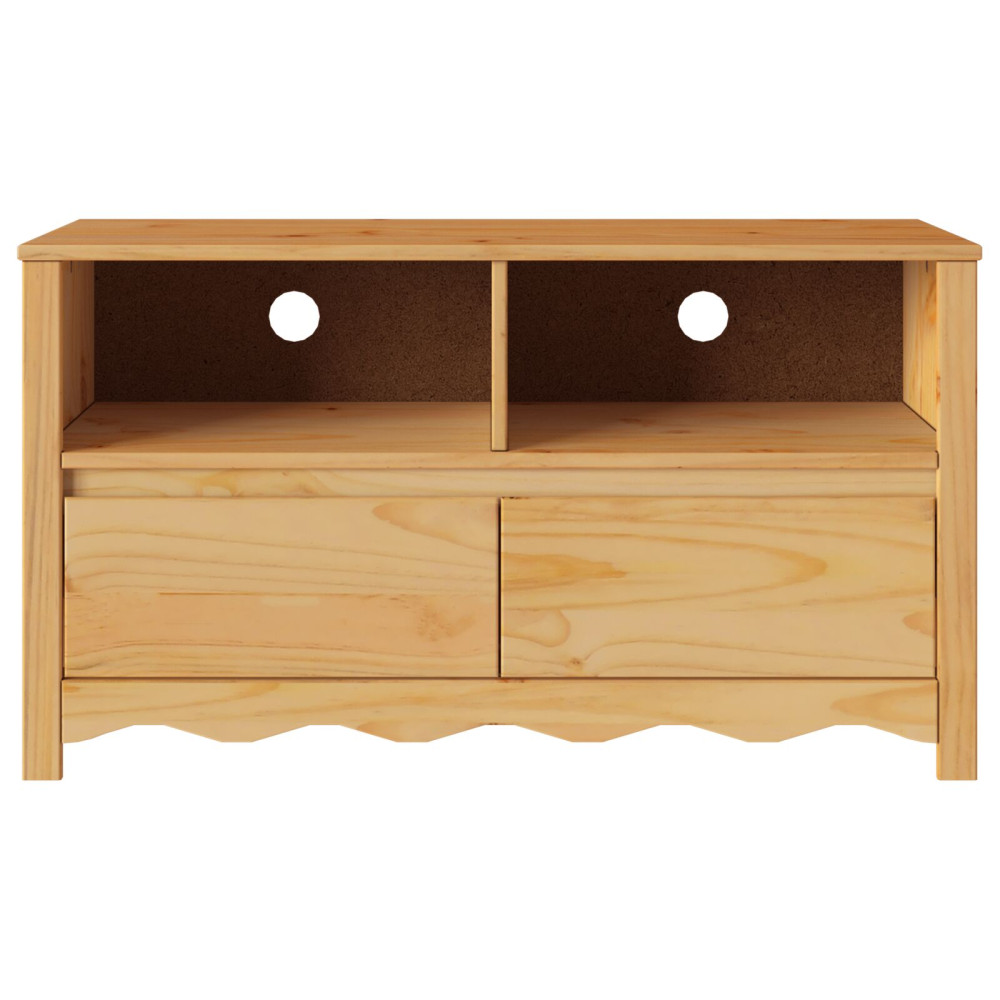 Produktbild för TV-skåp med låda Drammen Ek 99 x 43 x 55 cm Massivt tallträ