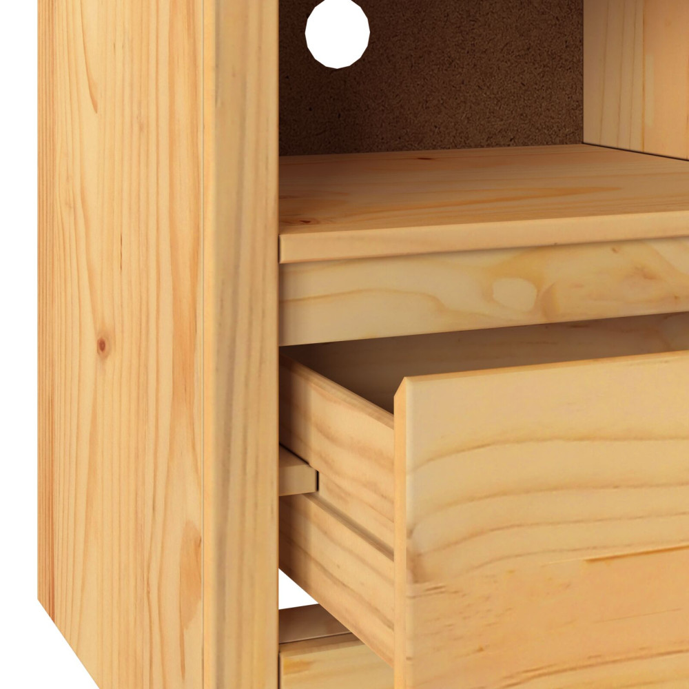 Produktbild för TV-skåp med låda Drammen Ek 99 x 43 x 55 cm Massivt tallträ