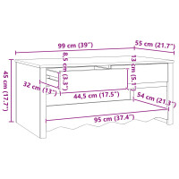 Produktbild för Kaffeebord med låda Drammen Vit 99 x 55 x 45 cm Massiv furu