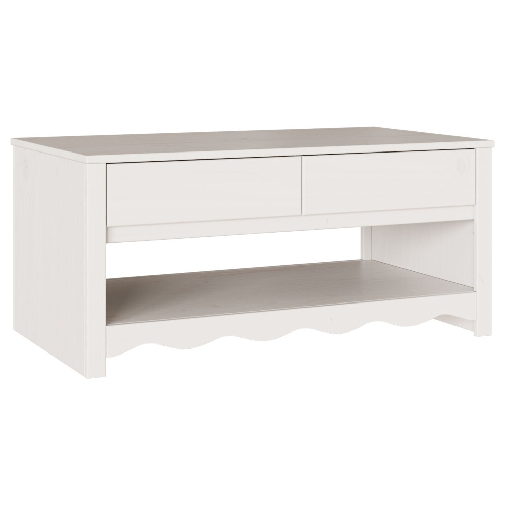 Produktbild för Kaffeebord med låda Drammen Vit 99 x 55 x 45 cm Massiv furu