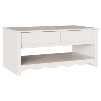 Produktbild för Kaffeebord med låda Drammen Vit 99 x 55 x 45 cm Massiv furu