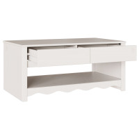 Produktbild för Kaffeebord med låda Drammen Vit 99 x 55 x 45 cm Massiv furu