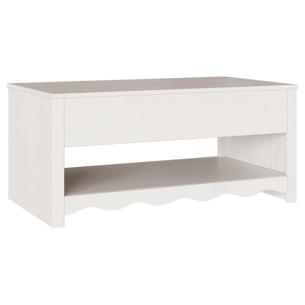 Produktbild för Kaffeebord med låda Drammen Vit 99 x 55 x 45 cm Massiv furu