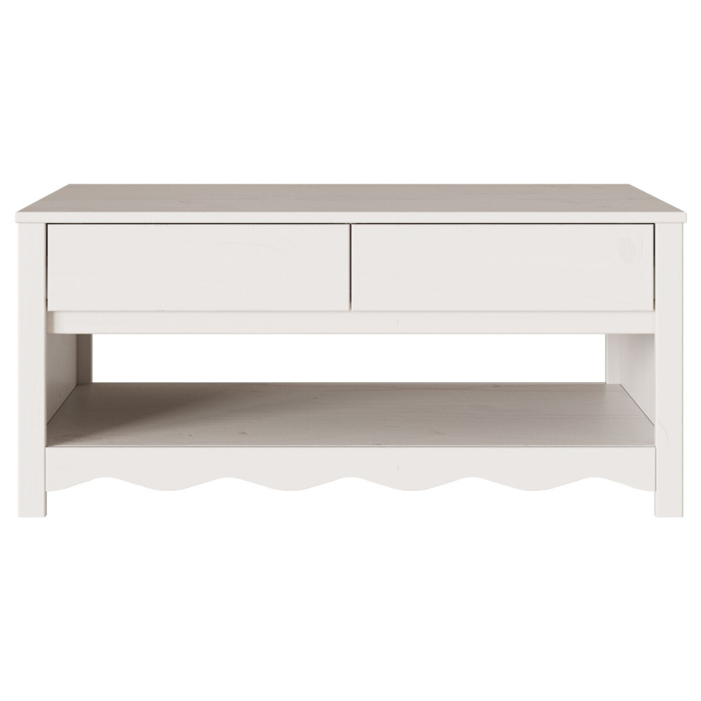 Produktbild för Kaffeebord med låda Drammen Vit 99 x 55 x 45 cm Massiv furu