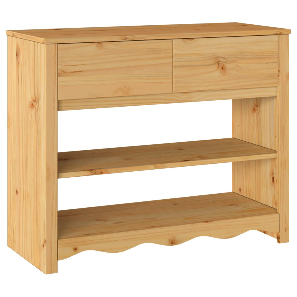 Produktbild för Konsolbord med låda Drammen Ek 89,5 x 37 x 73 cm Massiv furu
