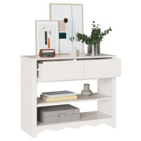 Produktbild för Konsolbord med låda Drammen Vit 89,5 x 37 x 73 cm Massiv furu